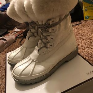 Coach Snow Boots! All white Leonora - Size 9.
